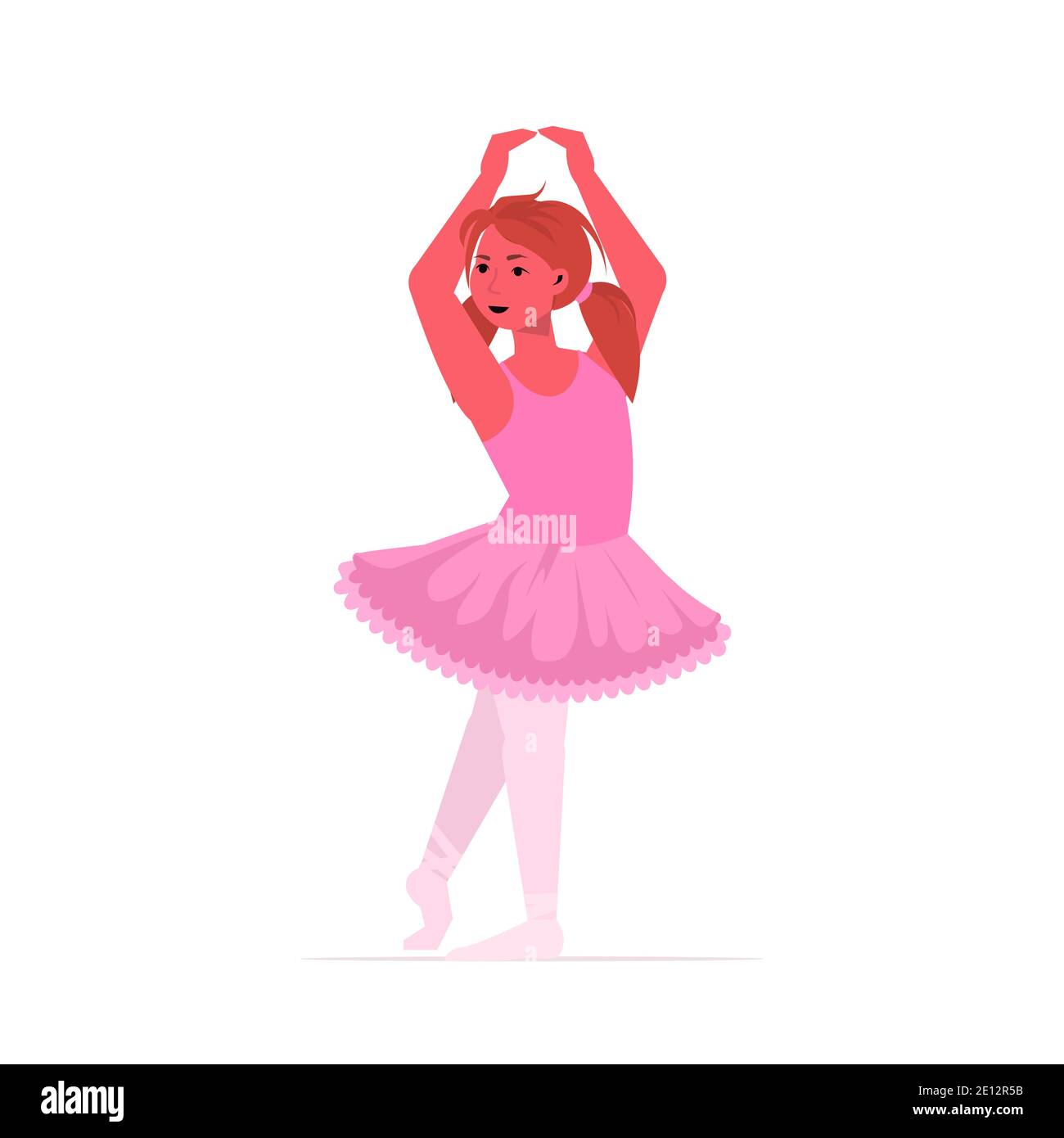 little girl ballerina dancing in pink dress cute child female cartoon  character full length vector illustration Stock Vector Image & Art - Alamy