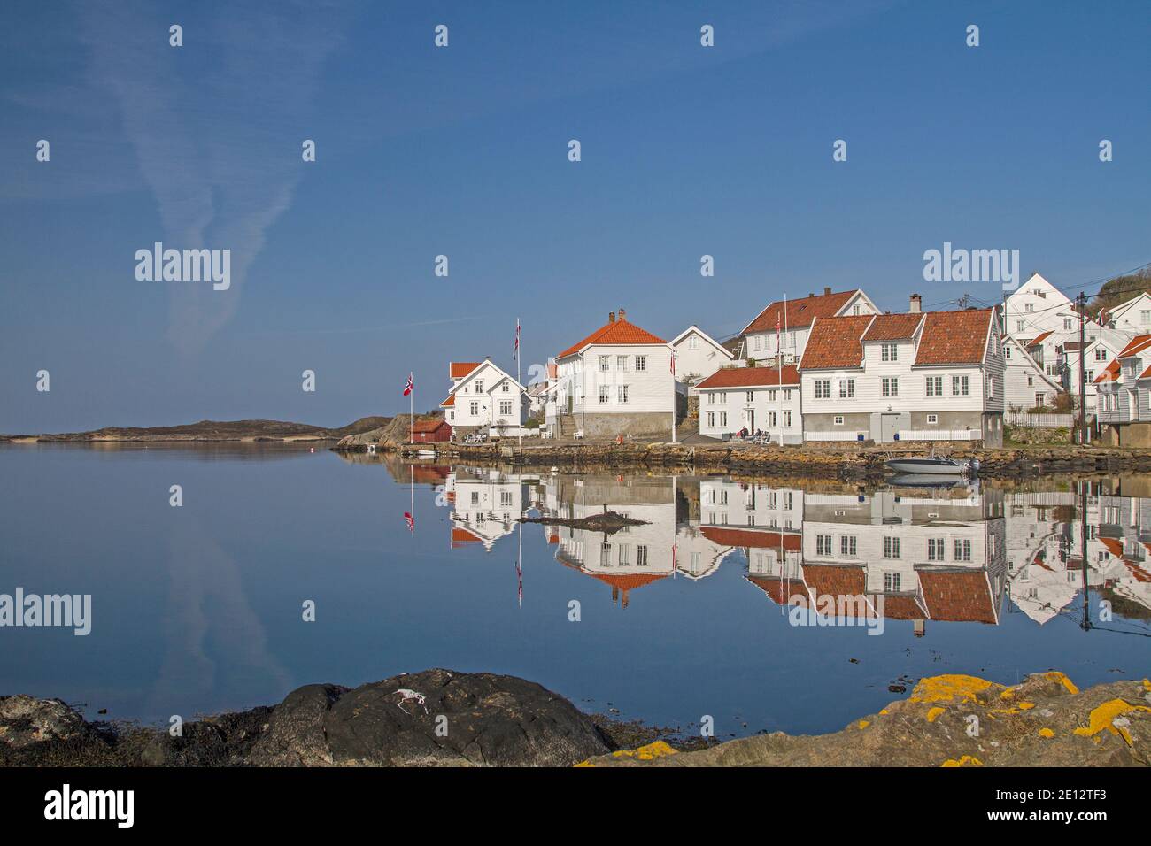 Loshavn - The Small Idyllic Village With Its White Wooden Houses Is Always Worth A Visit Stock Photo