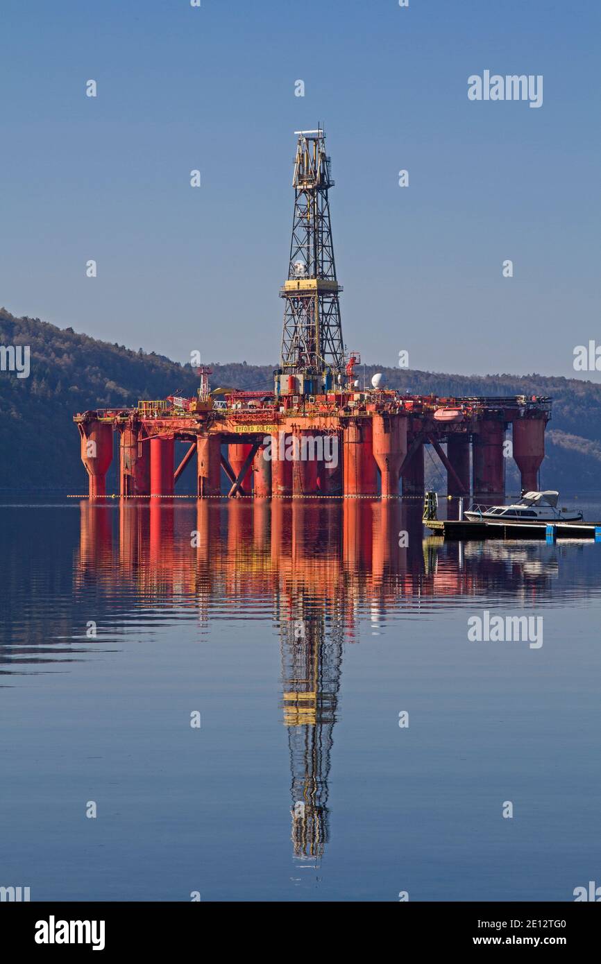 Oil Rig In Lyngdalsfjord Stock Photo