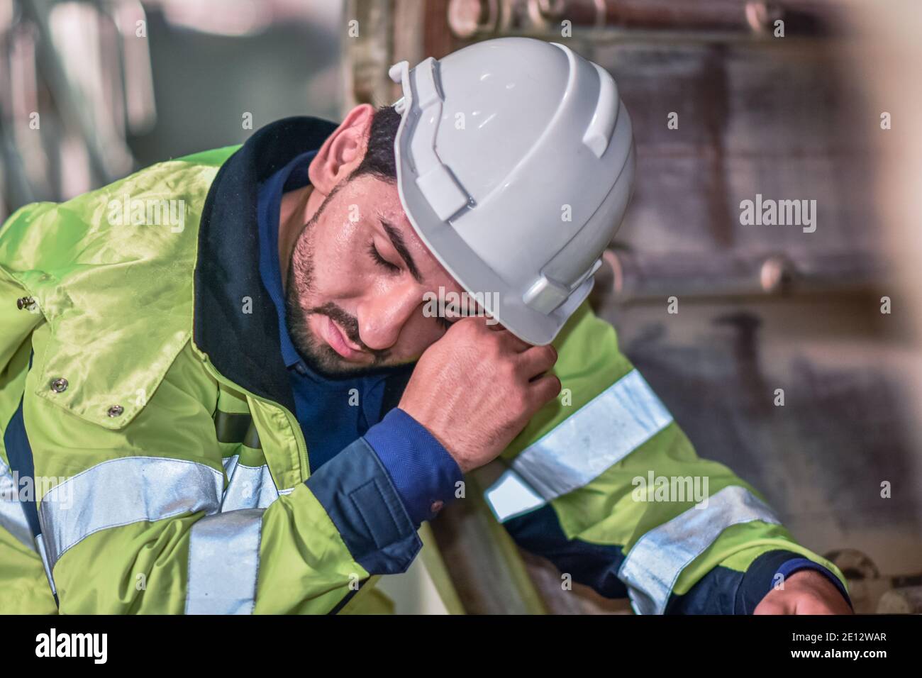 Worker Engineer working machine in factory are Engineering control Stock Photo