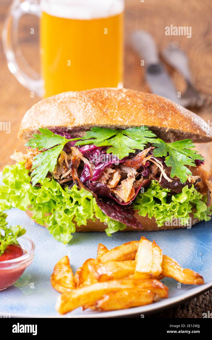 Pulled Pork In A Bun Stock Photo