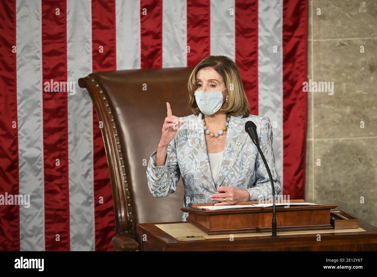Washington, DC - January 03: House Speaker Nancy Pelosi (D-Calif.) speaks on the opening day of the 117th Congress at the U.S. Capitol in Washington, DC on January 3, 2021. Photo by Bill O'Leary/Pool/ABACAPRESS.COM Stock Photo