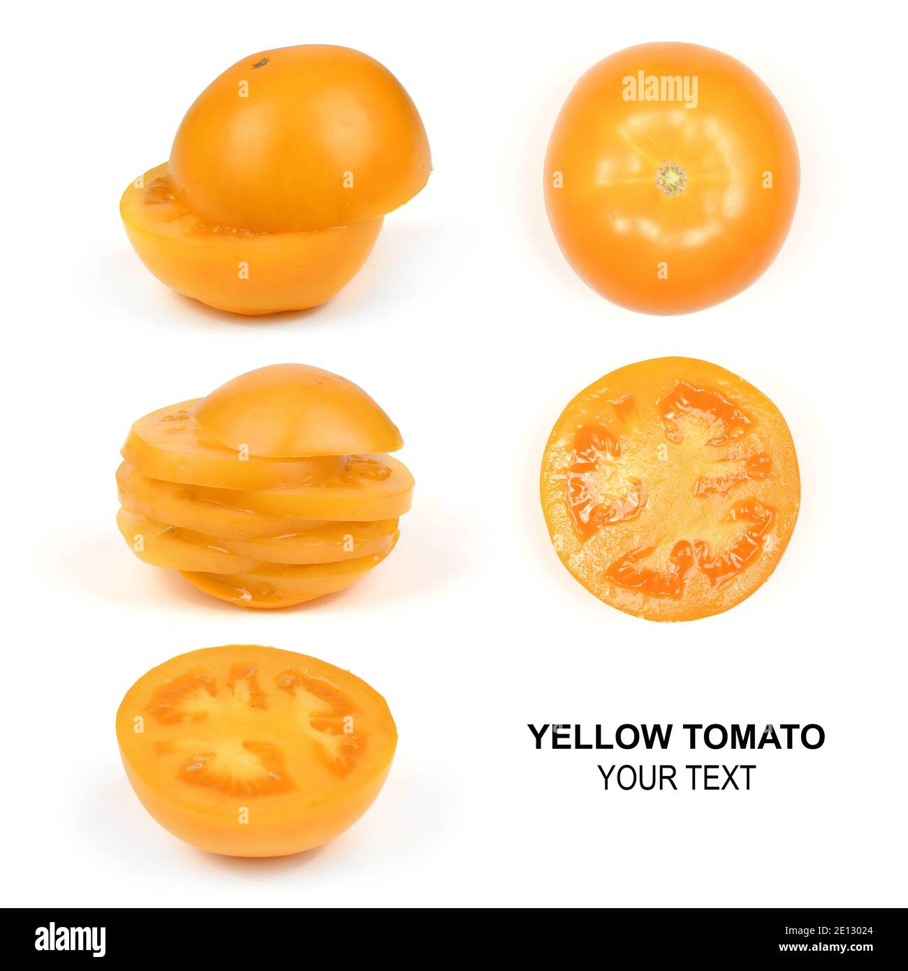 Creative layout made of yellow tomato. Food concept. High resolution