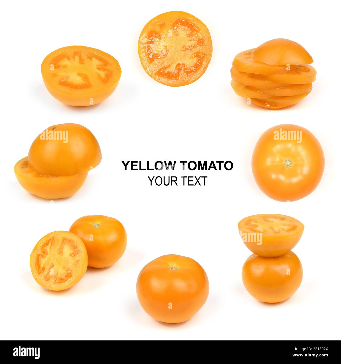 Creative layout made of yellow tomato. Food concept. High resolution