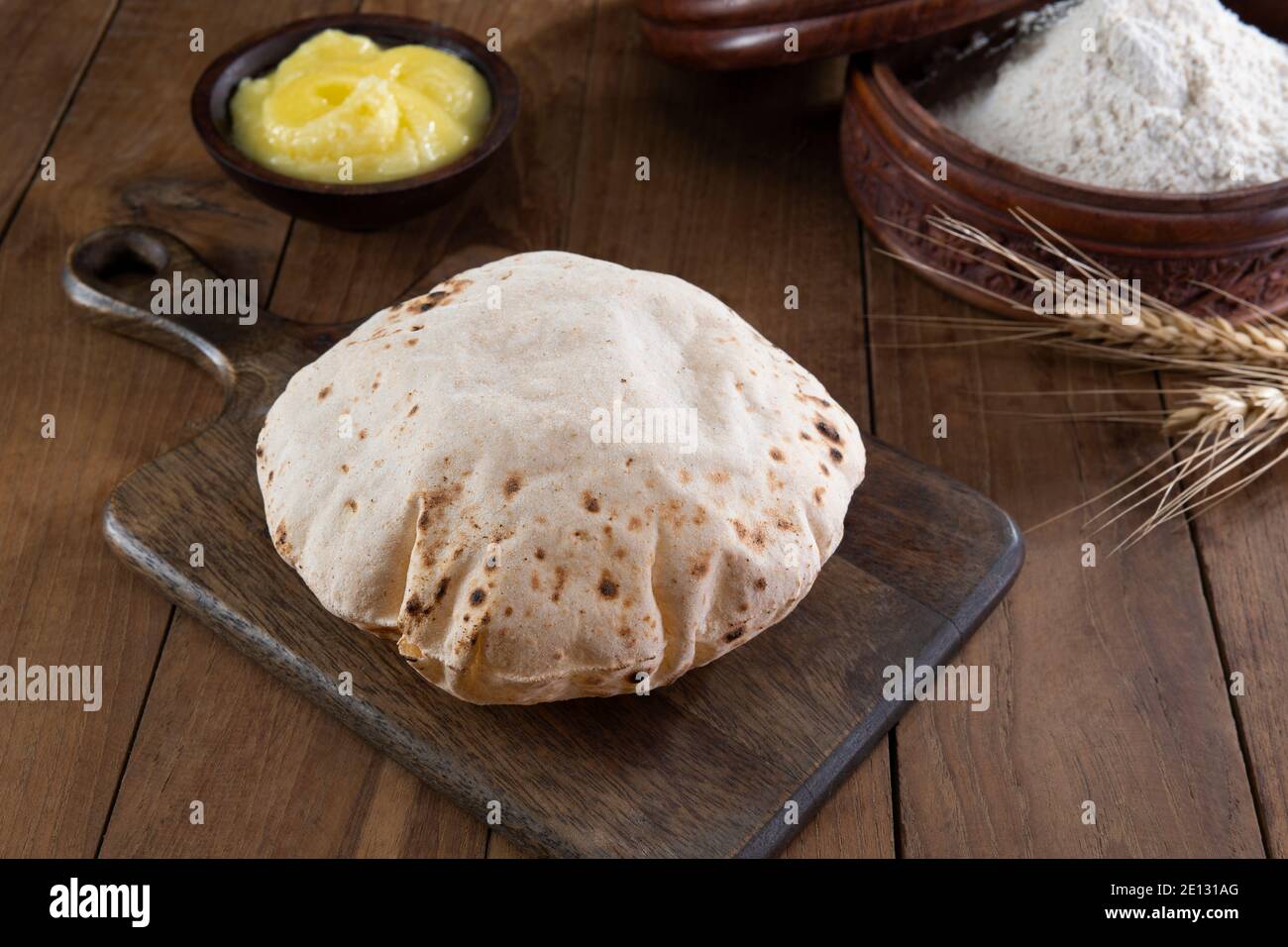 Homemade Indian Roti or Chapati, Indian Bread Stock Photo
