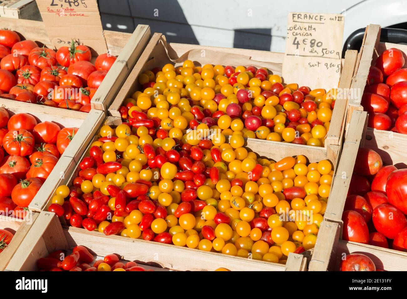 Tomatoes For Sale At The Outdoor Market Stock Photo - Alamy