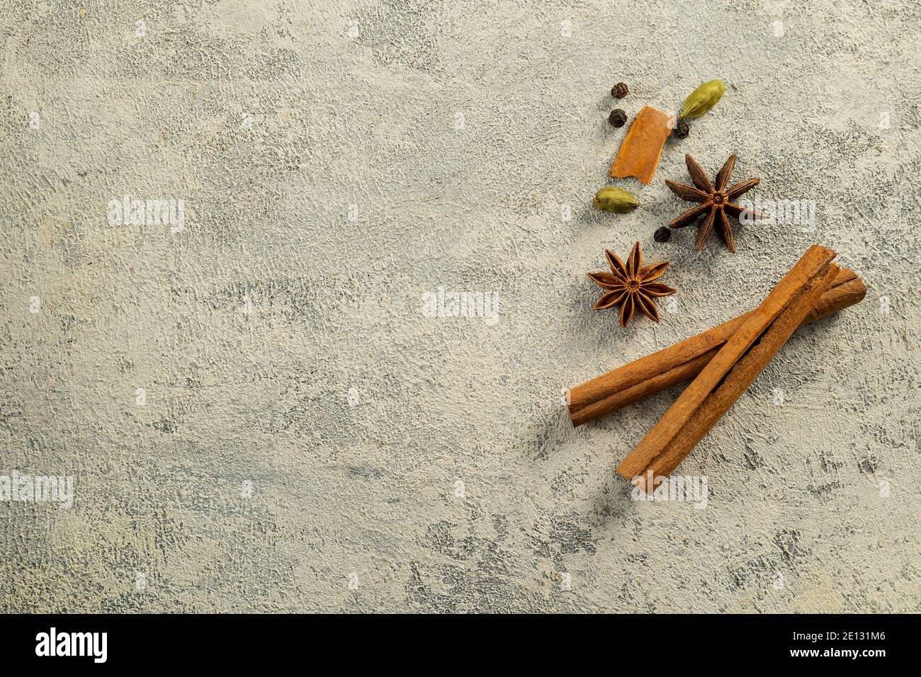 INDIAN SPICES USED FOR COOKING KEPT TOGETHER Stock Photo