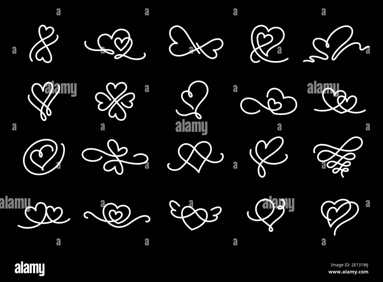 Heart flourish line art sign. Love element decorative hand drawn flourishes,ornate,tattoo. Stock Vector
