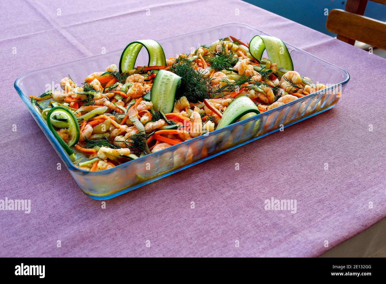 The shrimp cold appetizer on serving plate from Turkey restaurant. Stock Photo
