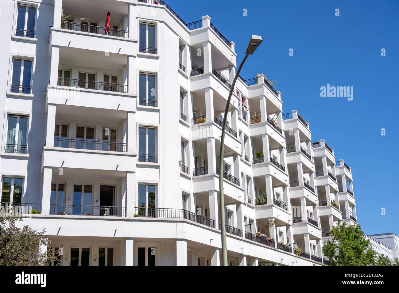 White modern apartment buildings seen in Berlin, Germany Stock Photo