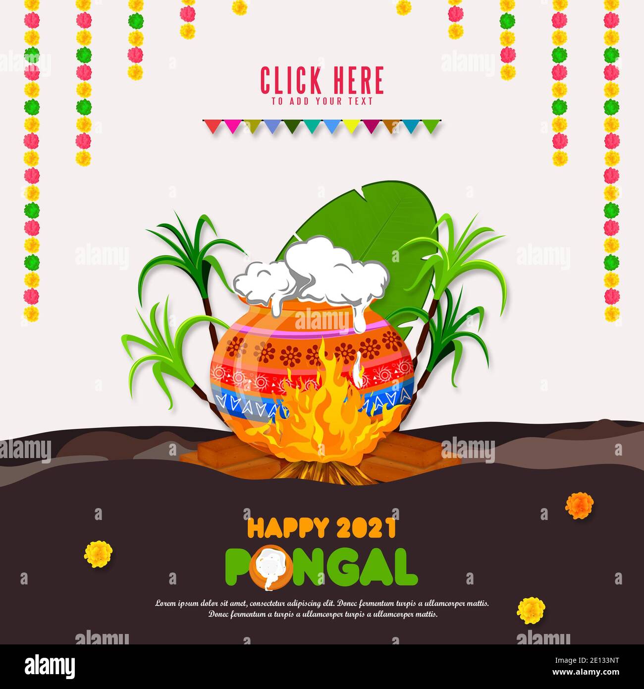 South Indian Festival Happy Pongal Template Design, Pongal Festival  Background Stock Photo - Alamy