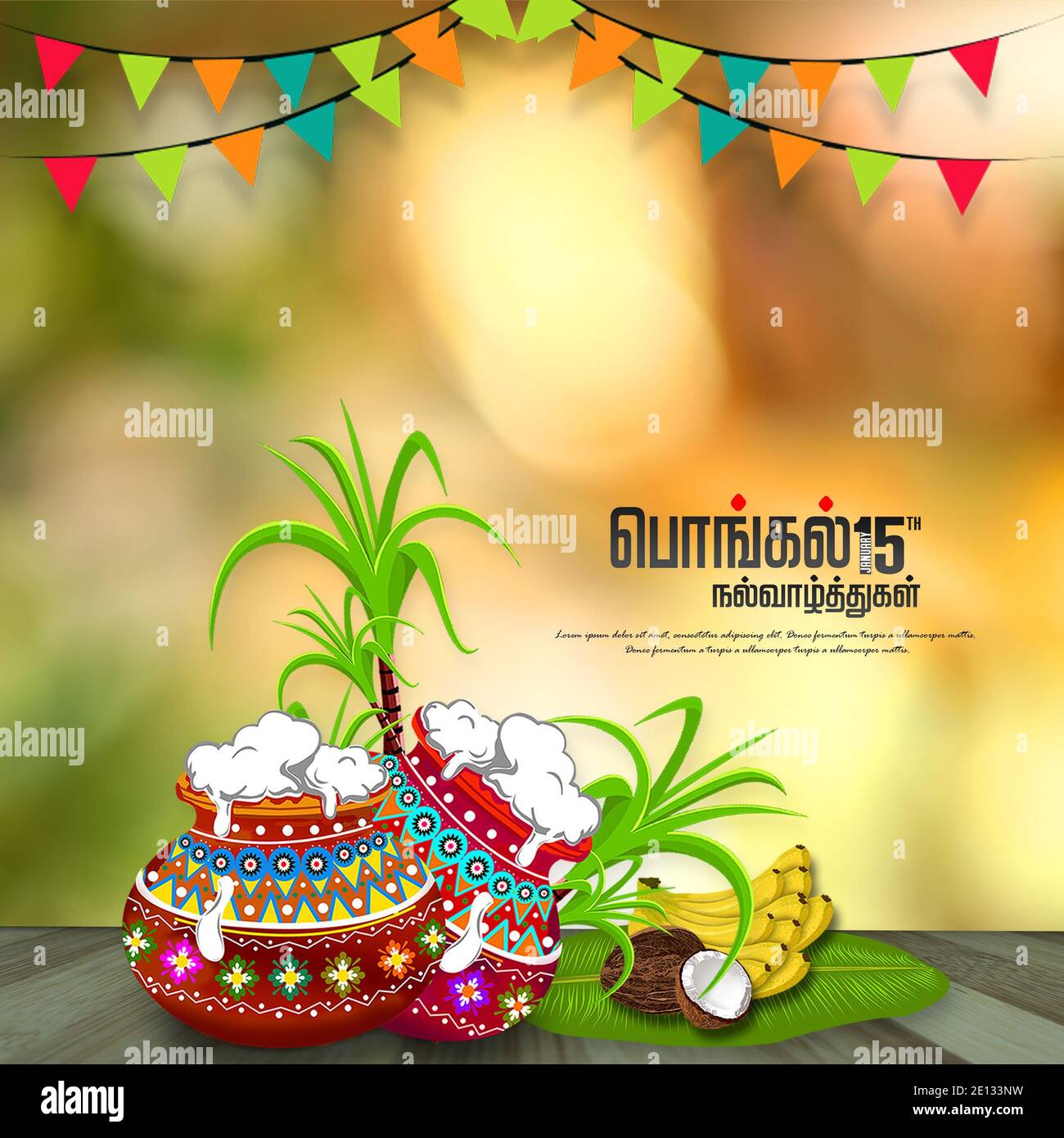 Happy Pongal Background Template Design - Pongal Festival ...