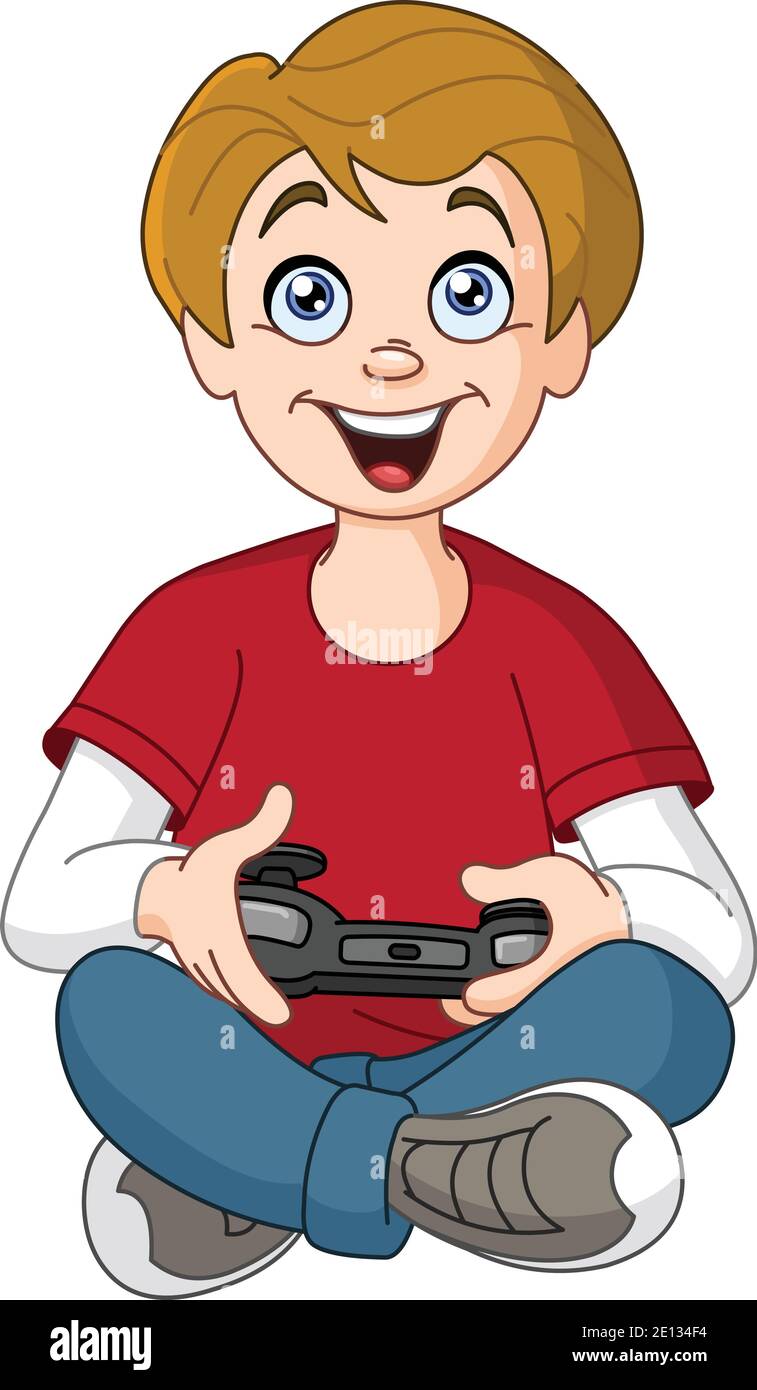 Computer games playing child home Stock Vector Images - Alamy