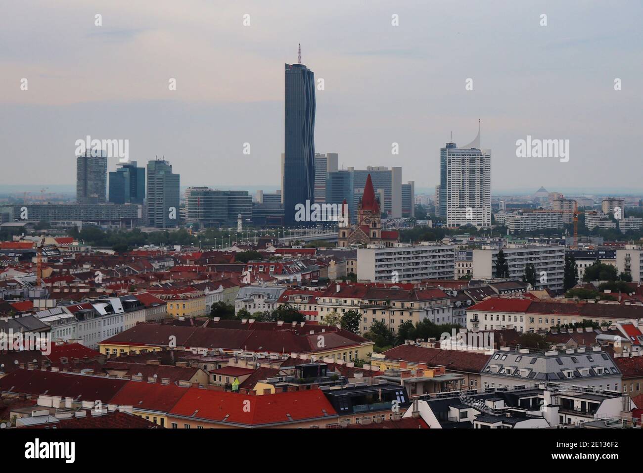 Skyscrapers in downtown Vienna, Austria on a summer evening Stock Photo ...