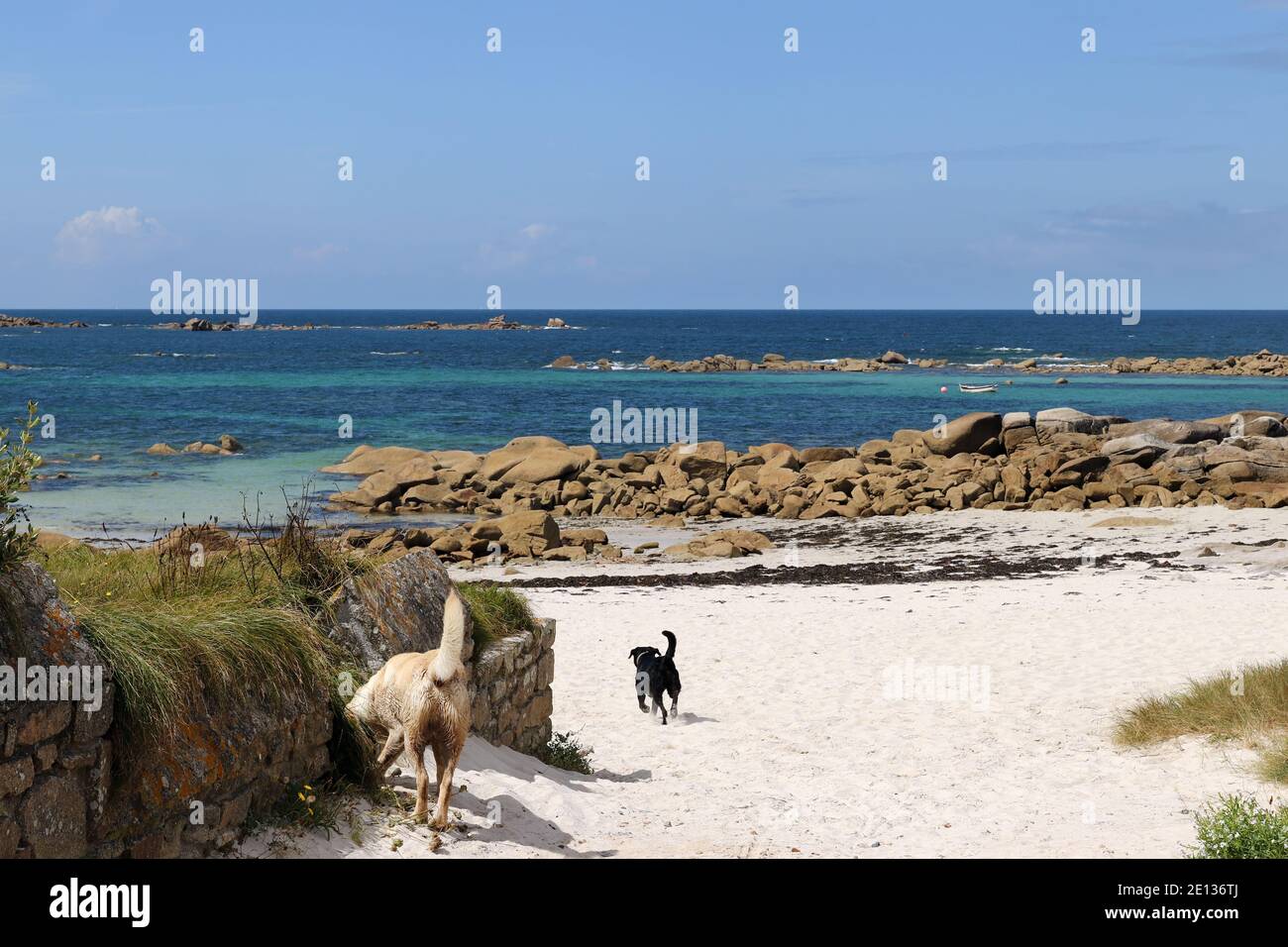 Little beach at Ty Garde in Plouescat, Brittany, France Stock Photo