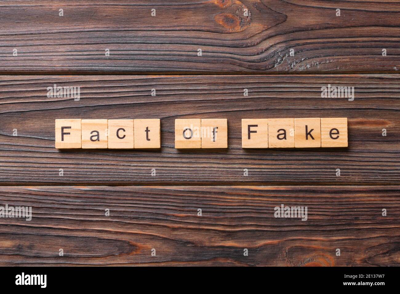 fact or fake word written on wood block. fact or fake text on table