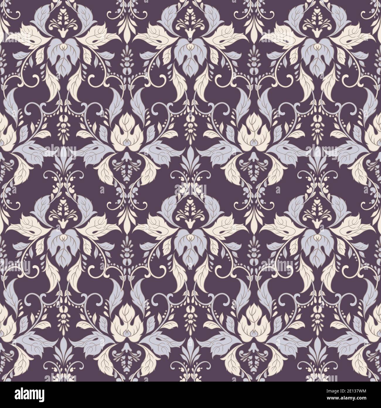Damask style Vintage seamless Pattern. Vector background Stock Vector