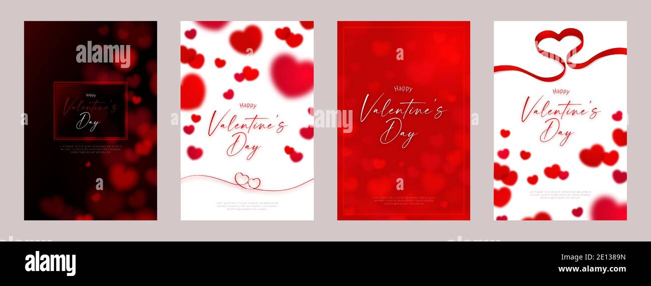 Happy Valentine's day card template design with red heart symbol ...