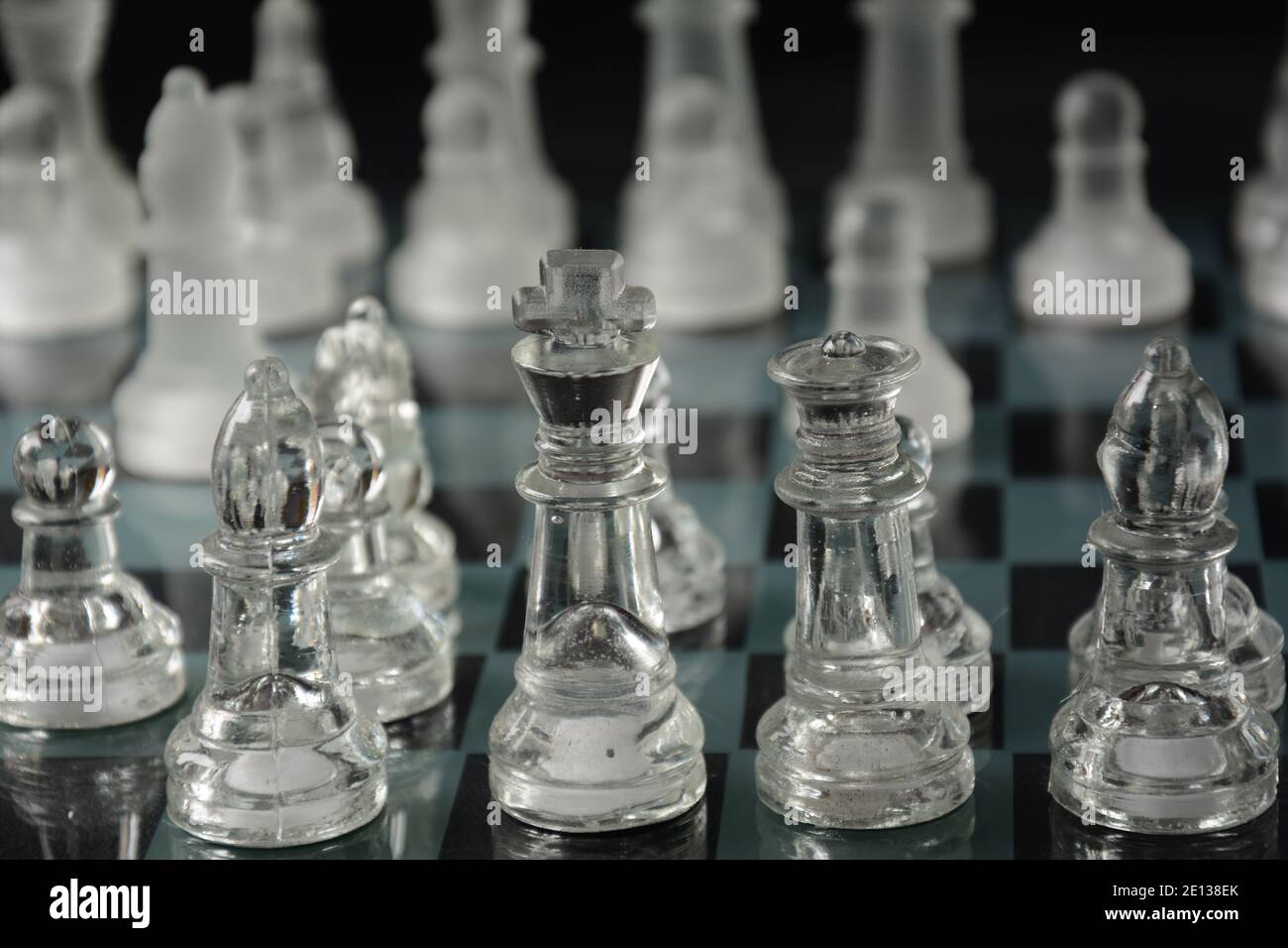 Glass chess, on the black background. Stock images. Close-up view Stock  Photo - Alamy