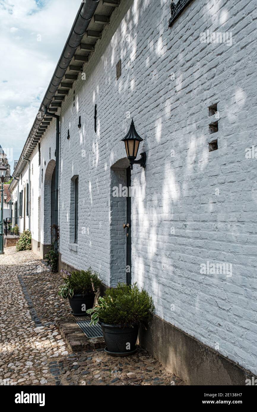 Streets in the historic city of Thorn in Limburg, the Netherlands. Known for its white houses Stock Photo