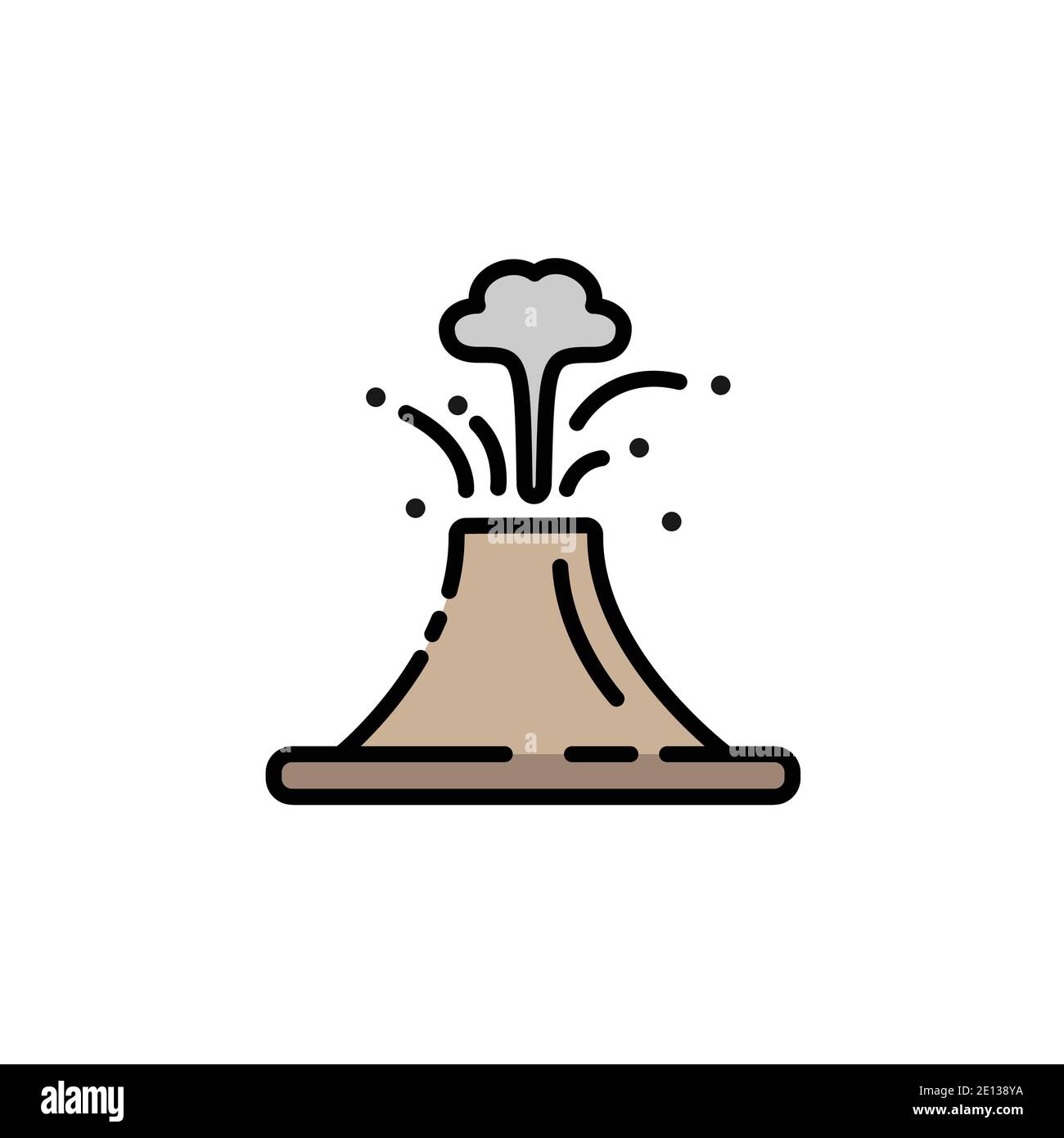 Volcano. Filled color icon. Isolated weather vector illustration Stock ...