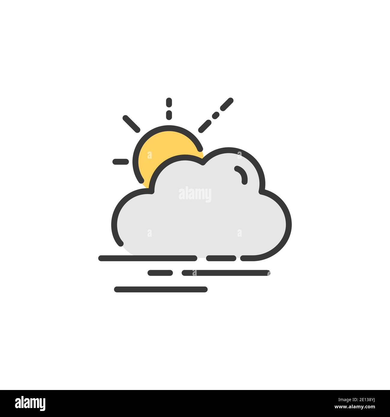 Fog and sun. Filled color icon. Isolated weather vector illustration ...