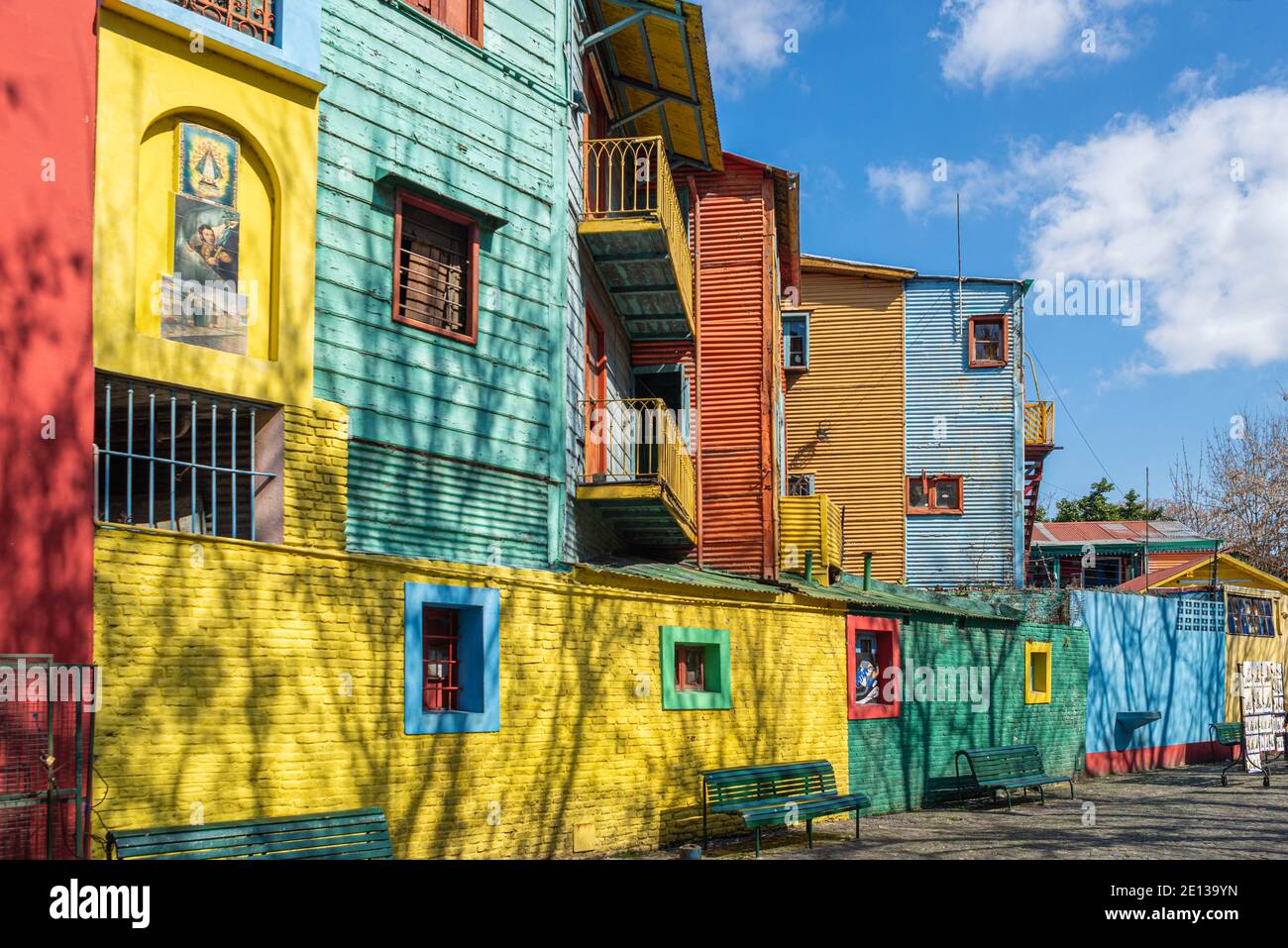 Typical houses in La Boca district in Buenos Aires, Argentina. La Boca