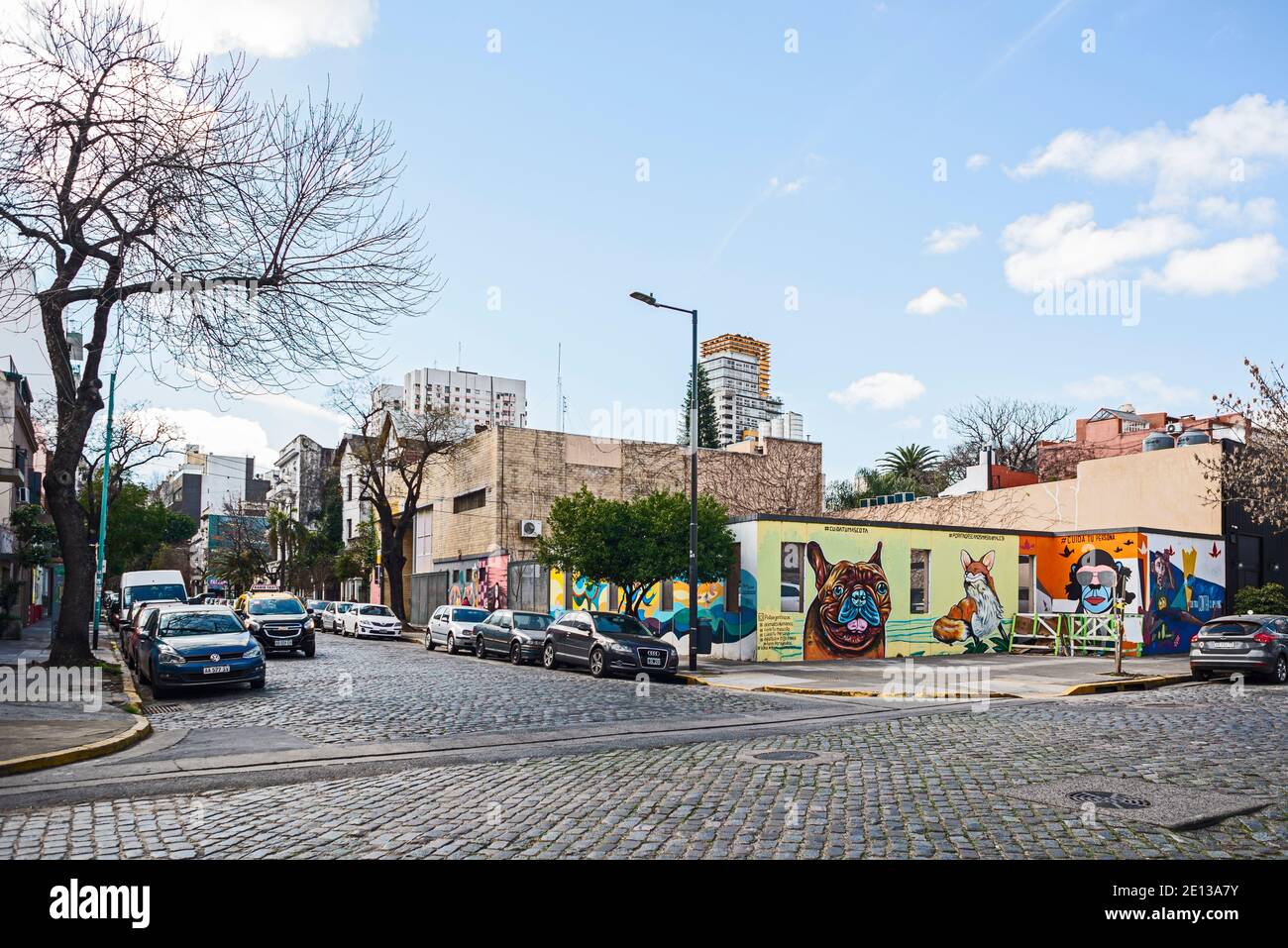 Road junction in the Palermo Viejo barrio in Buenos Aires, Argentina. It's a modern and artistic neighbourhood with some interesting art galleries Stock Photo