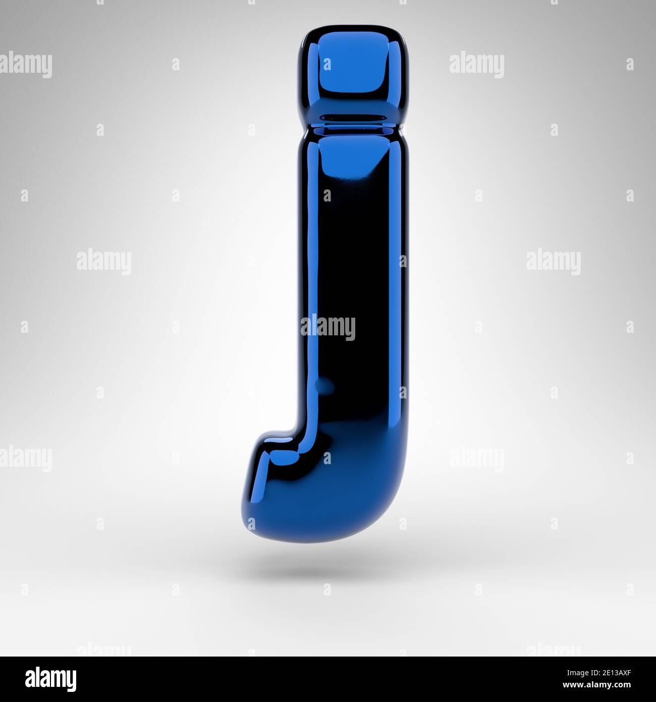 Letter J lowercase on white background. Blue chrome 3D rendered font ...