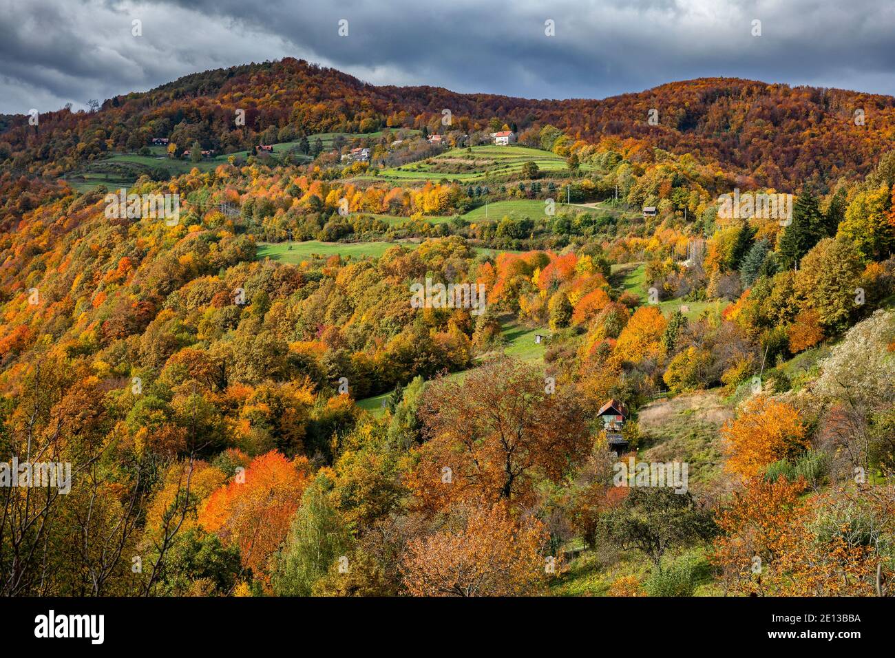 Autumn landscape in Zumberak, Croatia Stock Photo