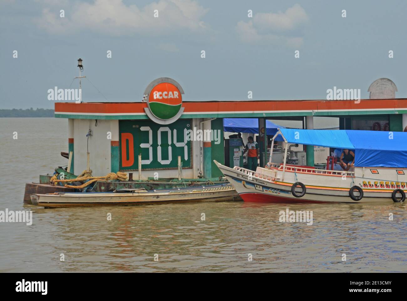 Iccar petrol station on Guama river, Belem, Para, Brazil Stock Photo