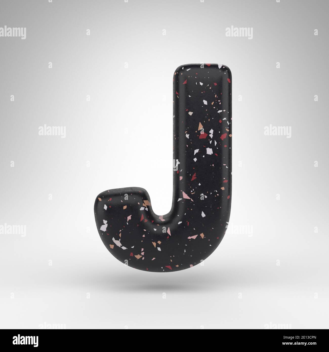 Letter J Uppercase On White Background 3d Rendered Font With Black Terrazzo Pattern Texture Stock Photo Alamy