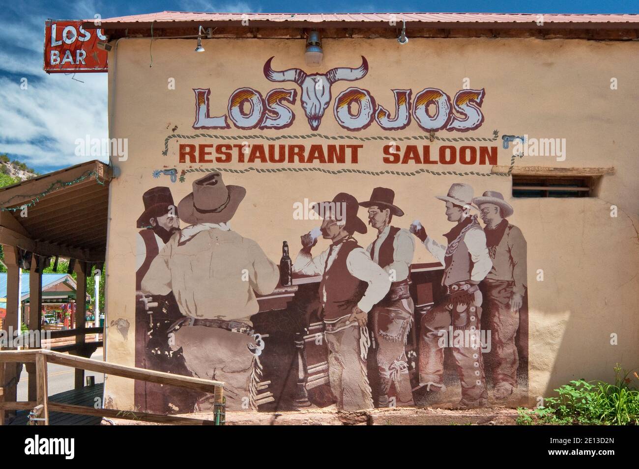 Wall painting at Los Ojos restaurant & saloon in Jemez Springs, New