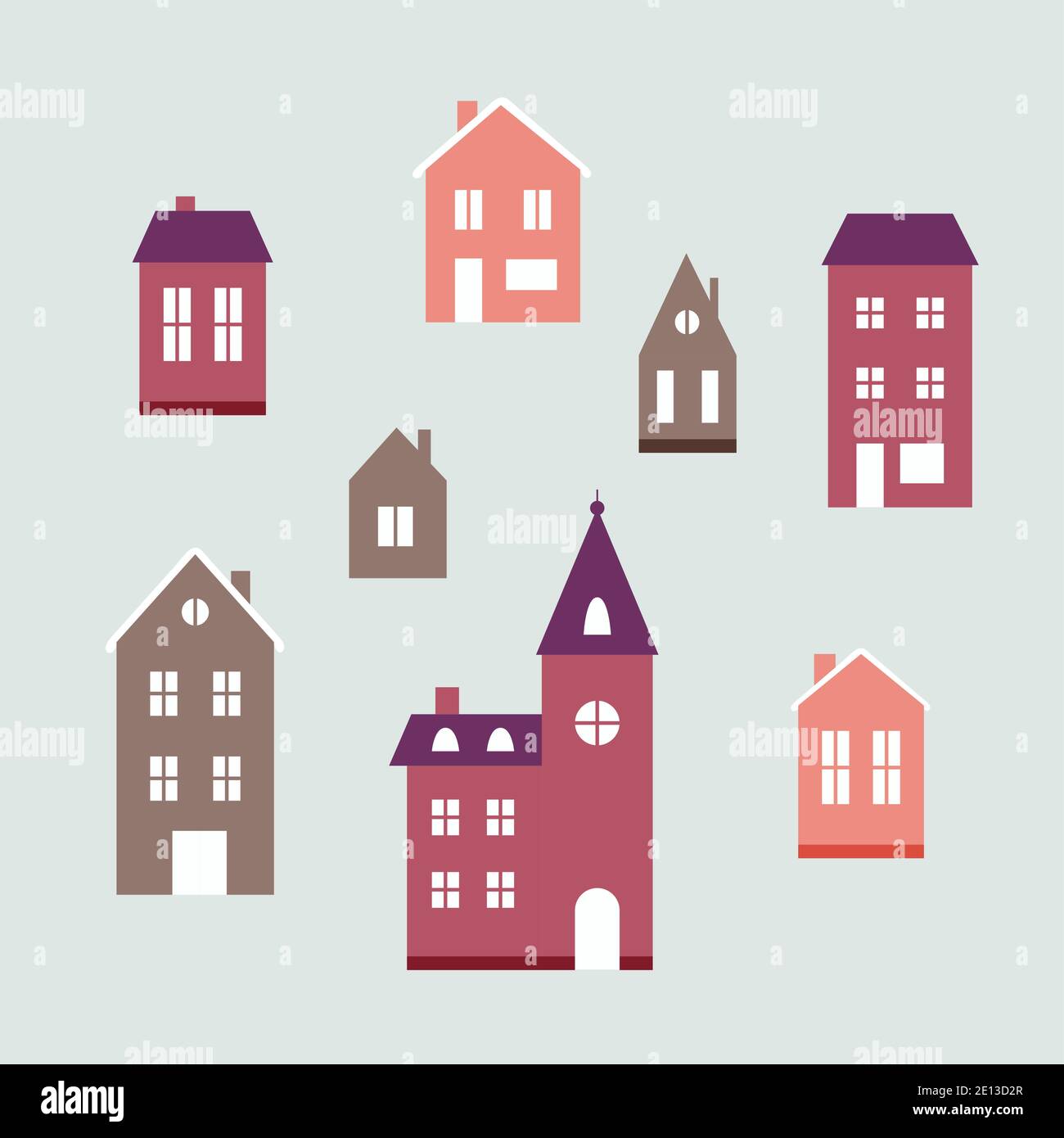 Winter houses with snow, cute vector illustration in flat style Stock ...