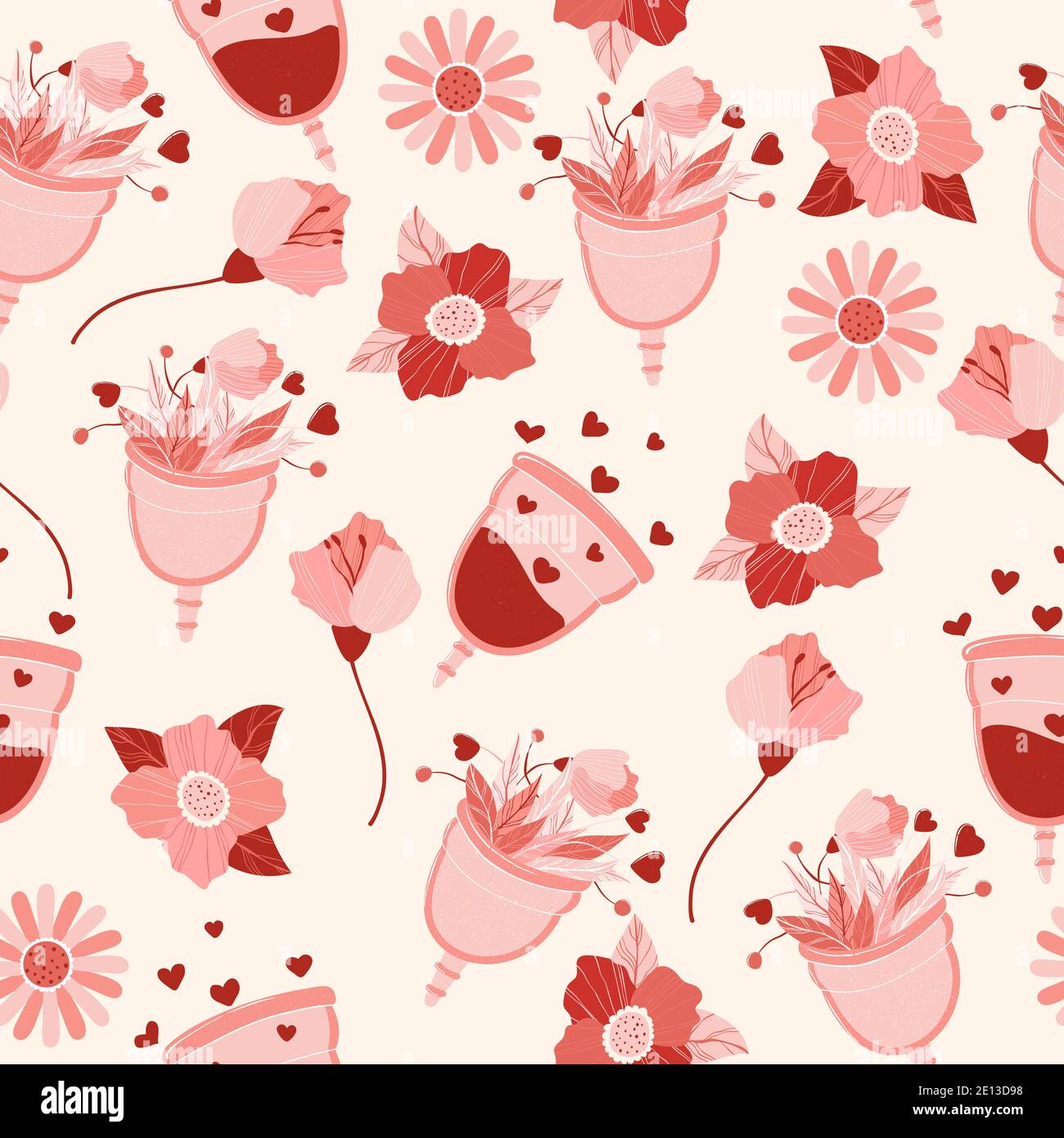 Menstrual cup with flowers and blood vector seamless pattern in flat cartoon  style. Menstruation theme. Period. Feminine hygiene product. Zero waste l  Stock Vector Image & Art - Alamy