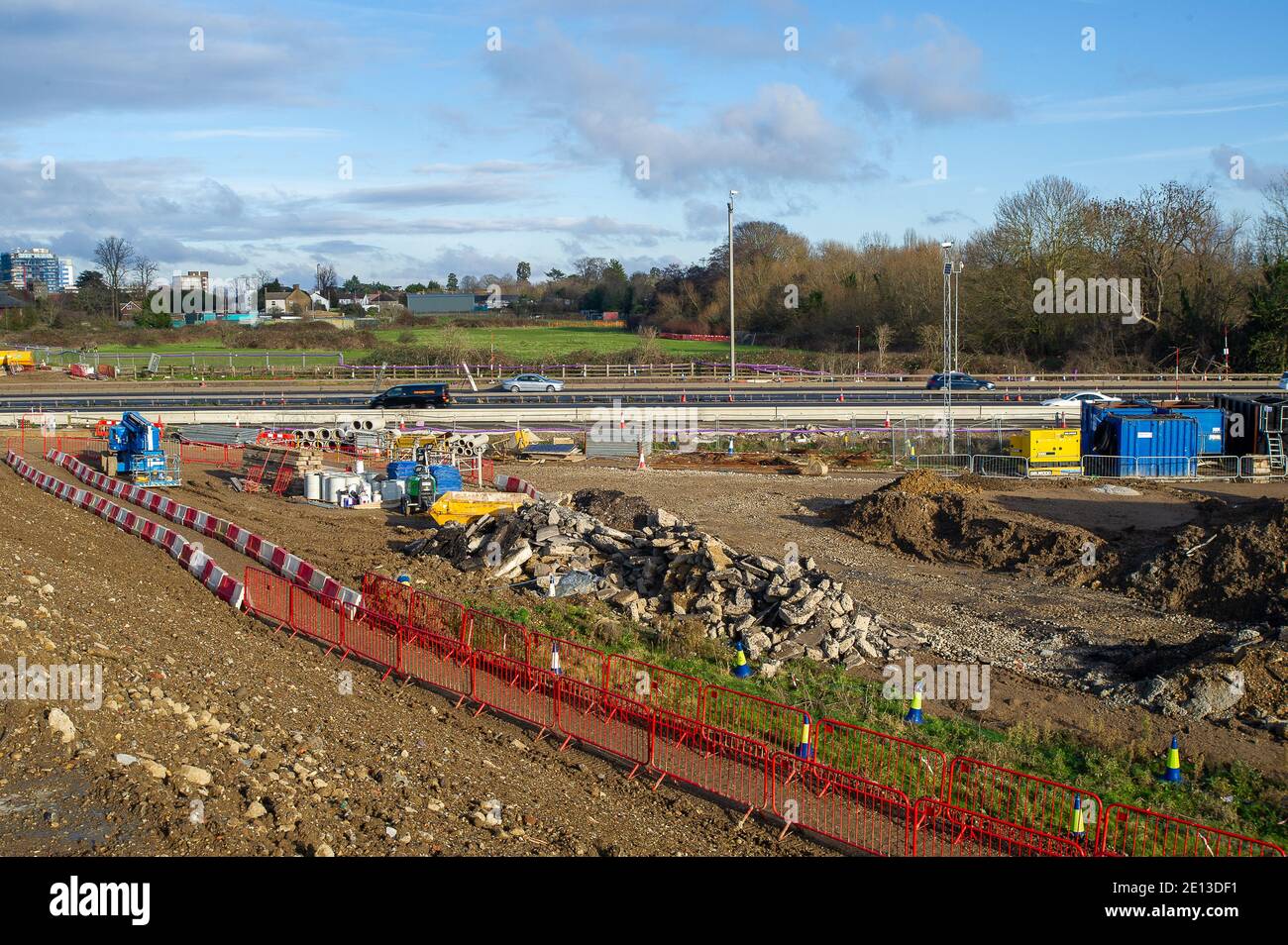 Slough, Berkshire, UK. 3rd January, 2021. The old Datchet Road bridge
