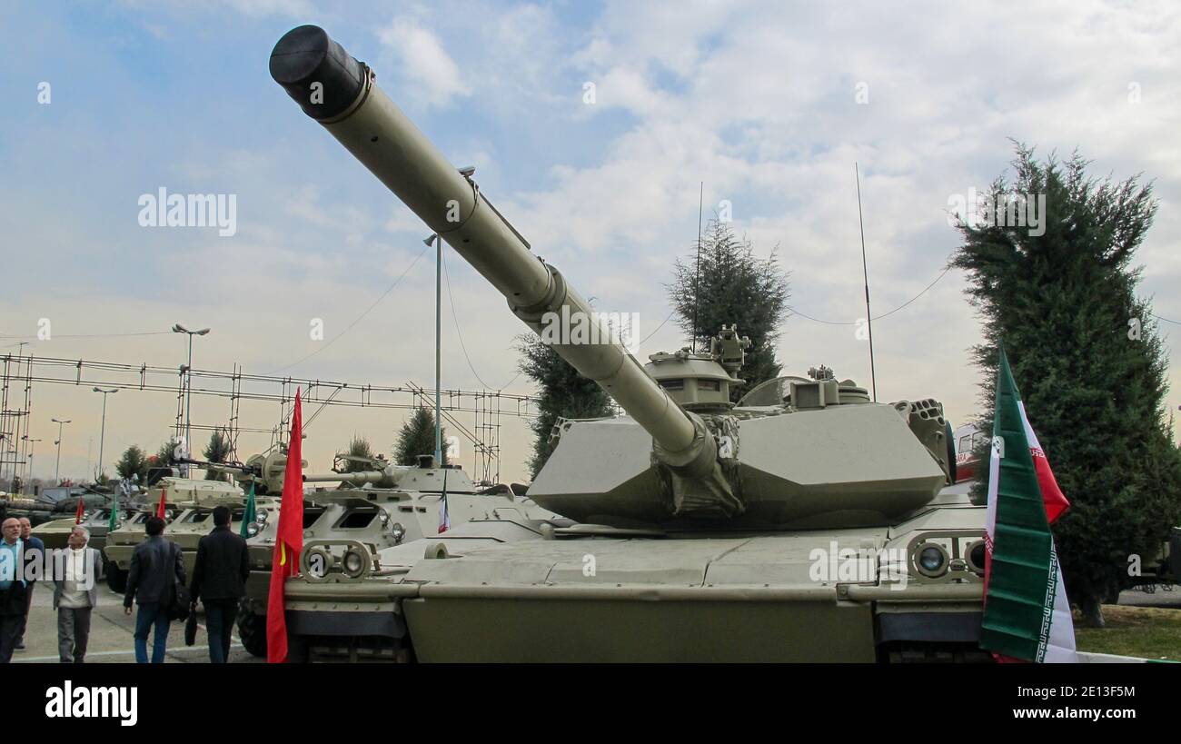 Iranian Zolfaghar-3 main battle tank (also known as Zulfiqar tank)  displayed at the 'Authority 40' military exhibition Stock Photo