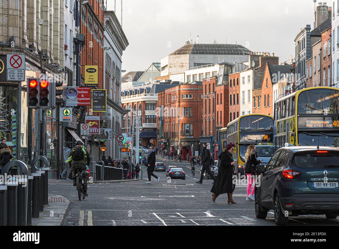 Dame street, Dublin City centre. Ireland. Stock Photo