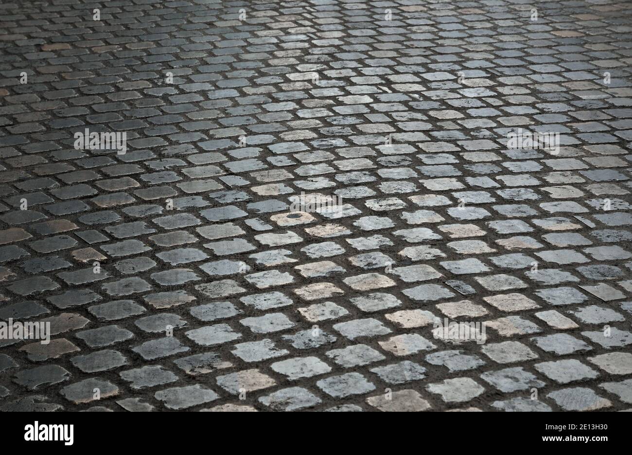 Cobblestone pavement with diminishing perspective Stock Photo