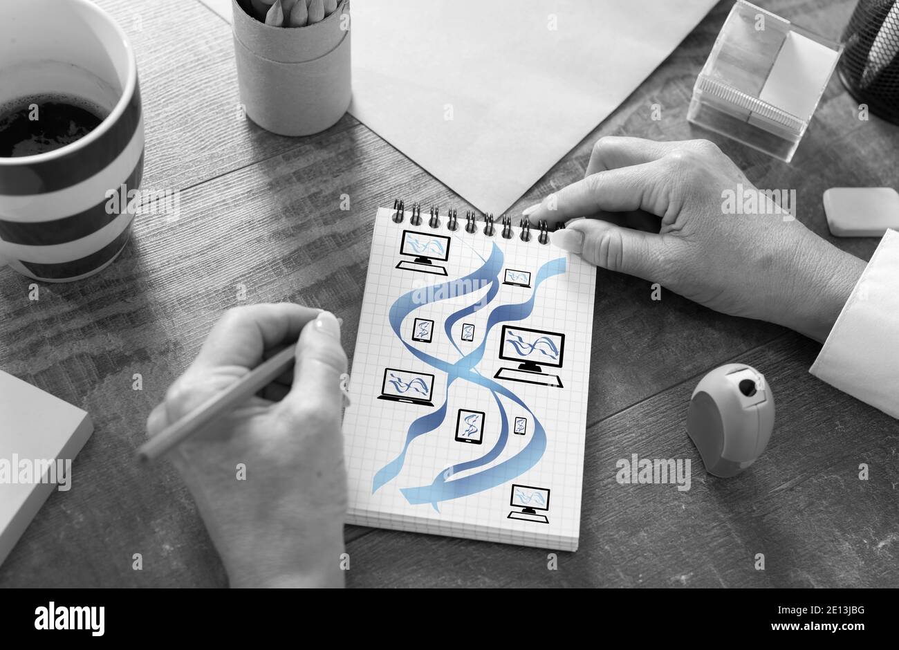 Network communication concept drawn on a notepad Stock Photo - Alamy