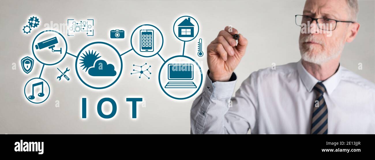 Iot concept drawn by a businessman Stock Photo