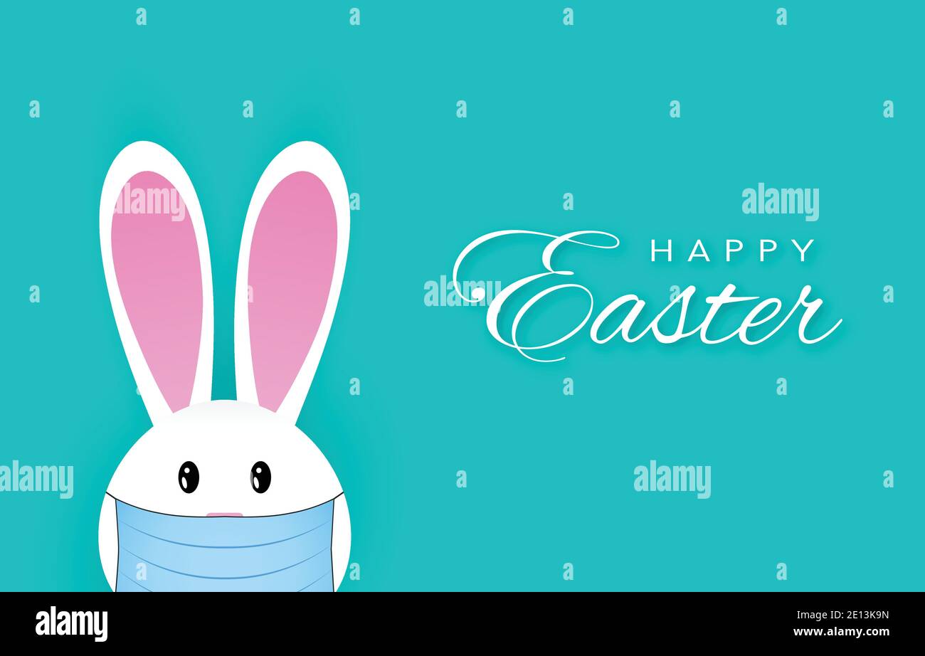 Easter bunny in medical mask. Stock Vector