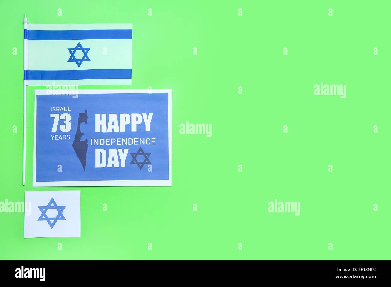 Composition for Israel Independence Day on color background Stock Photo