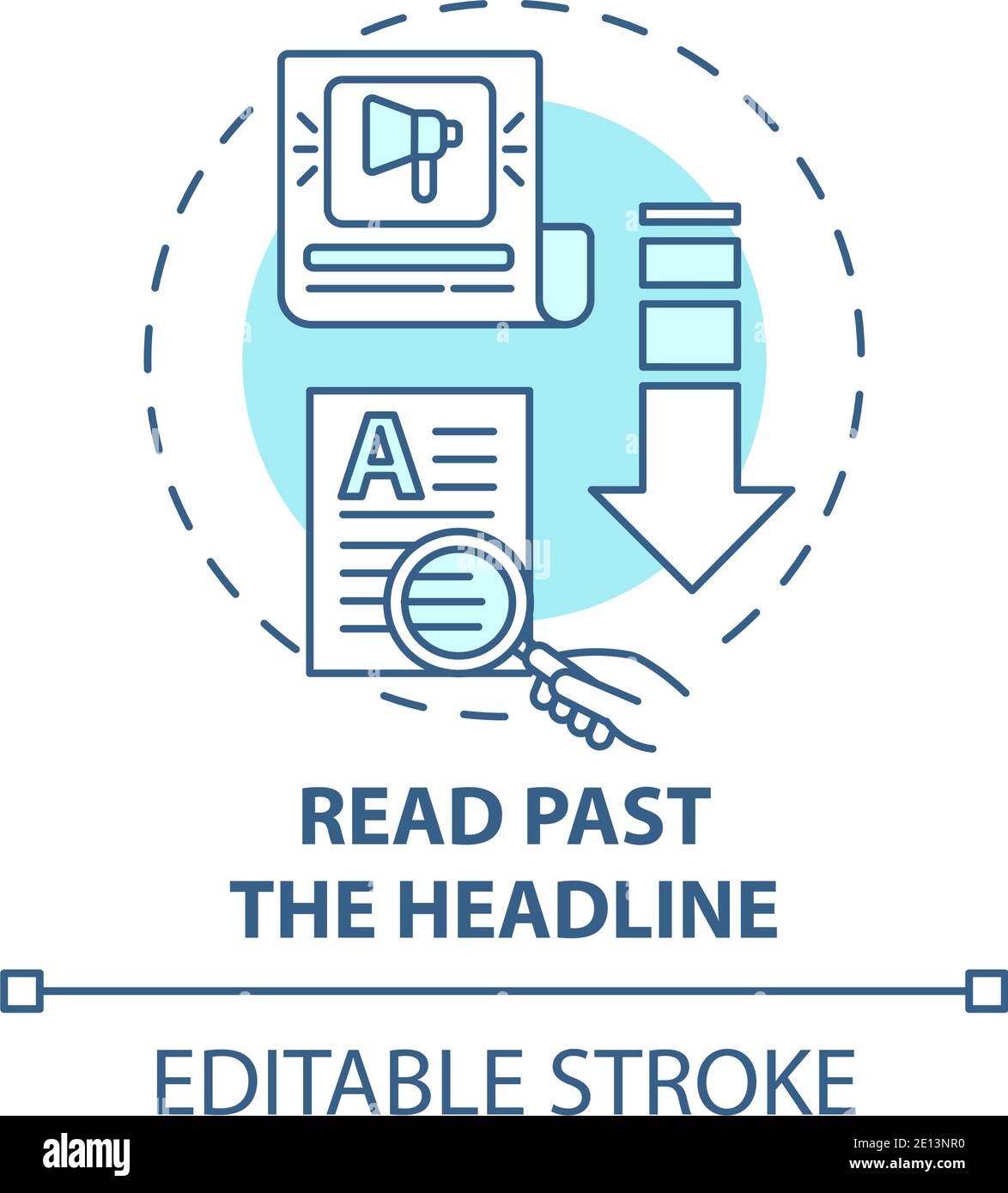 Reading past headline concept icon Stock Vector