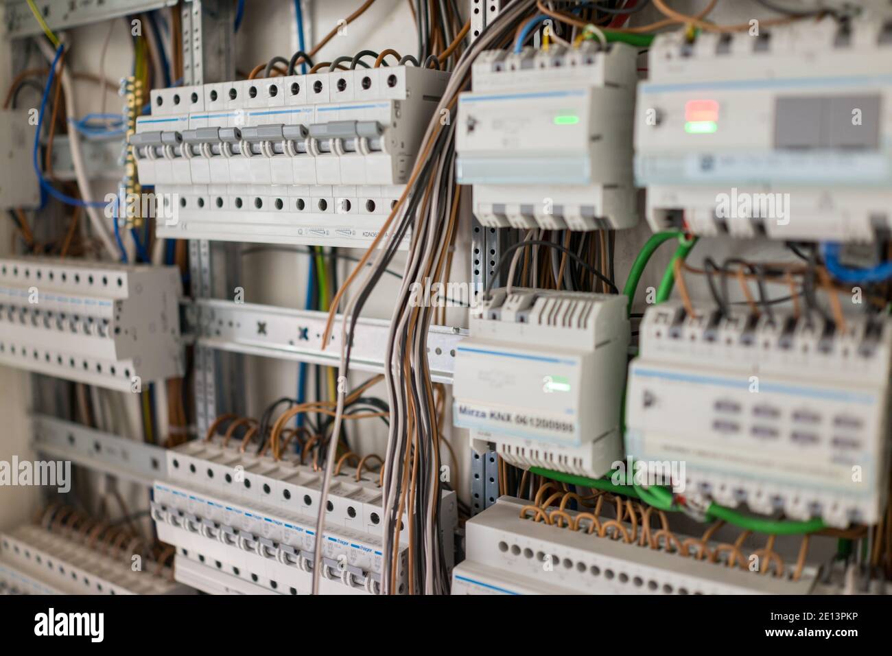 Electrical cabinet with power fuseboard equipment Stock Photo - Alamy