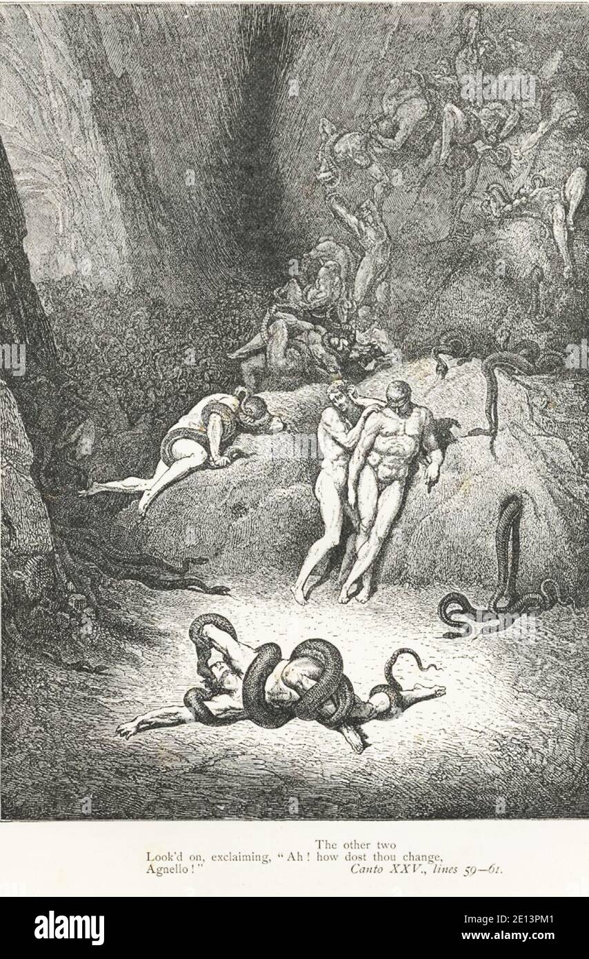 Dante: Inferno. /N'My Teacher Sage; Aware, Thrusting Him Back: Away! Down  There; To The Other Dogs.' Wood Engraving, 1861, After Gustave Dore.