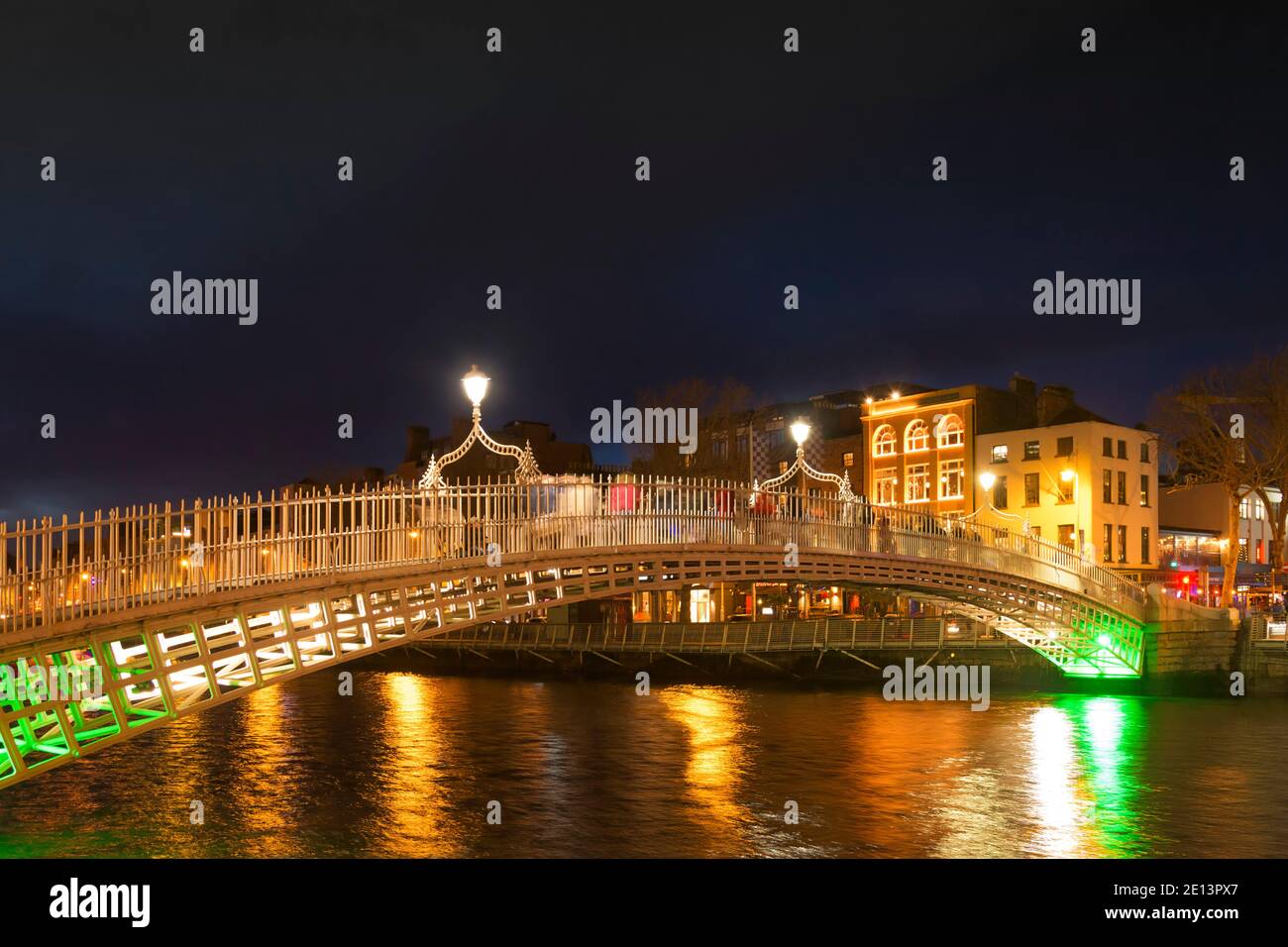 Pedestrian Half Penny Bridge (Ha'penny Bridge), which crosses the River ...