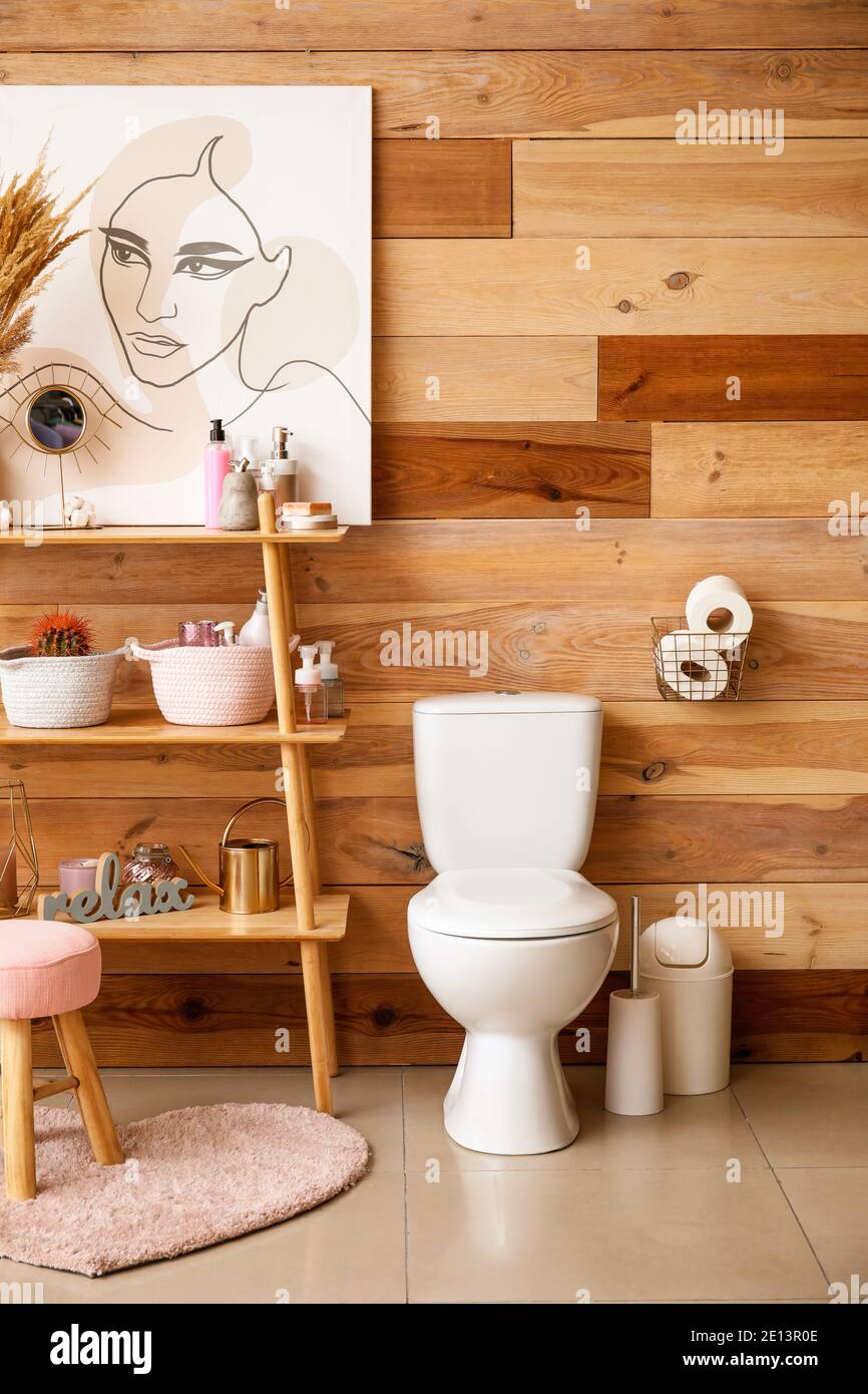 Modern toilet bowl in interior of bathroom Stock Photo - Alamy