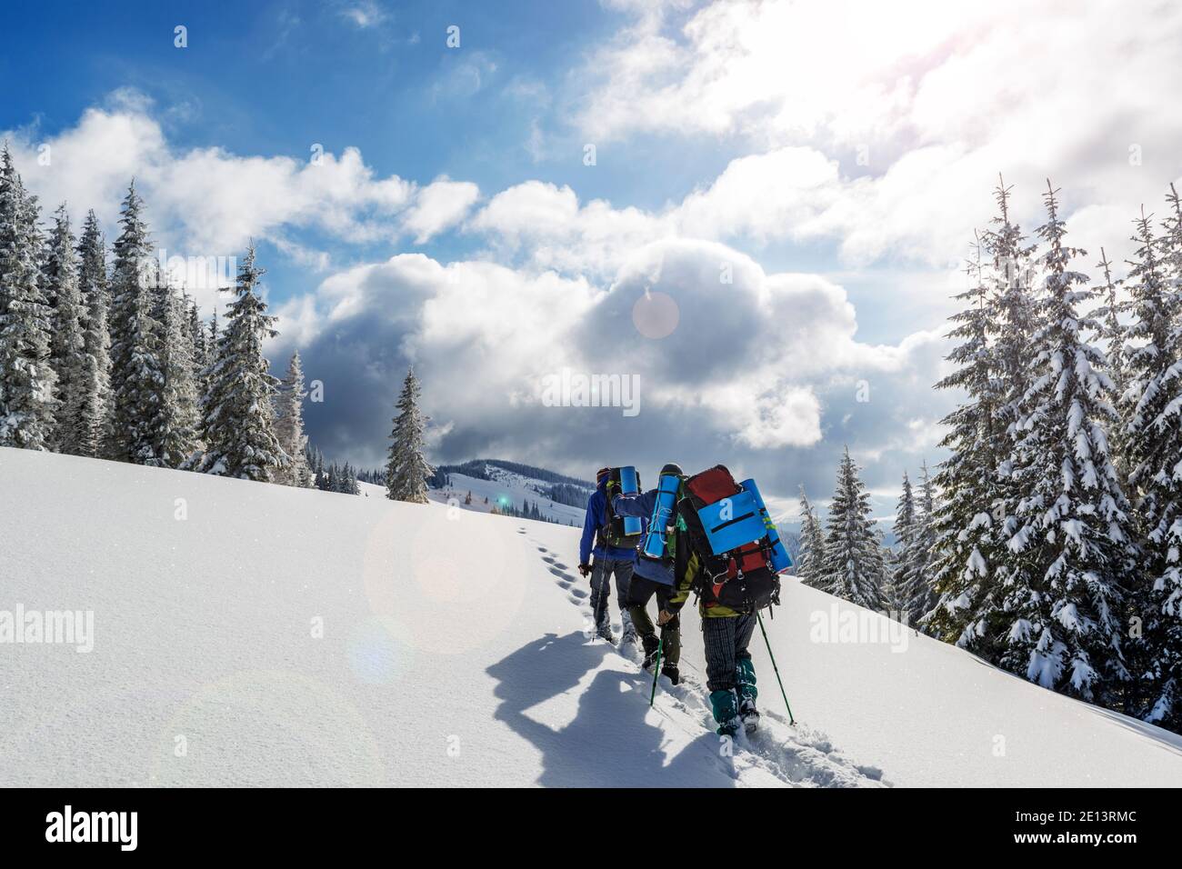 Team hikers trekking snowy hi-res stock photography and images - Alamy