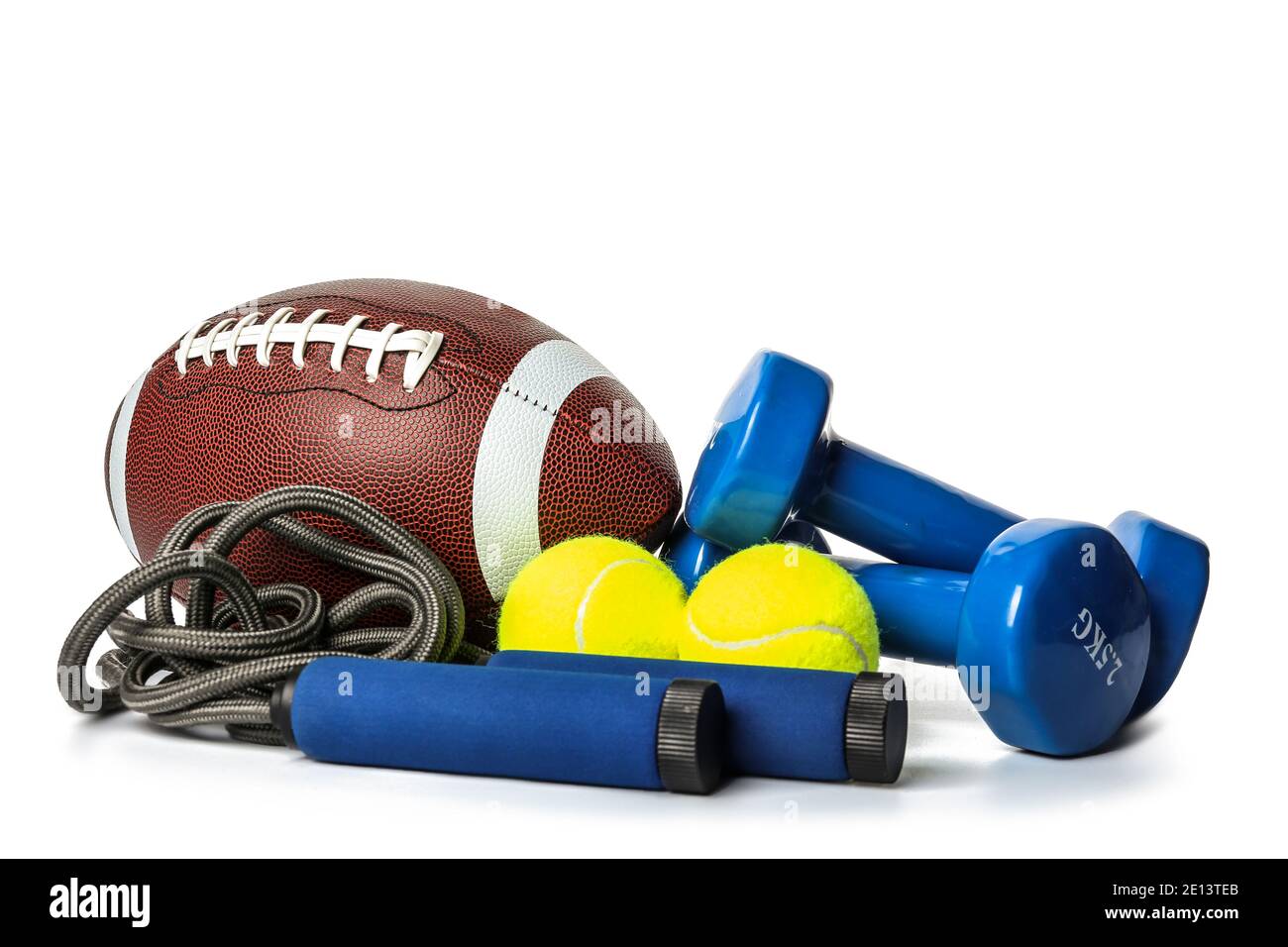 Set of sport equipment on white background Stock Photo - Alamy